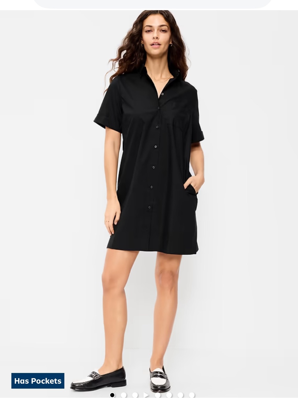 Old Navy Black Short-Sleeve Mini Shirt Dress